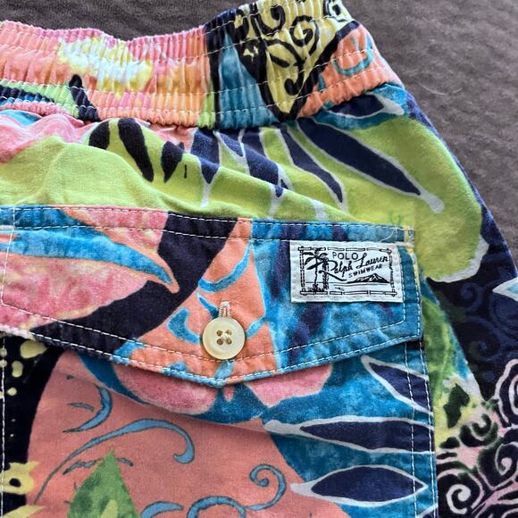 Polo Ralph Lauren Mens L Hawaiian Floral Swim Trunks Shorts Board Beach 5.5’’ - Picture 5 of 5